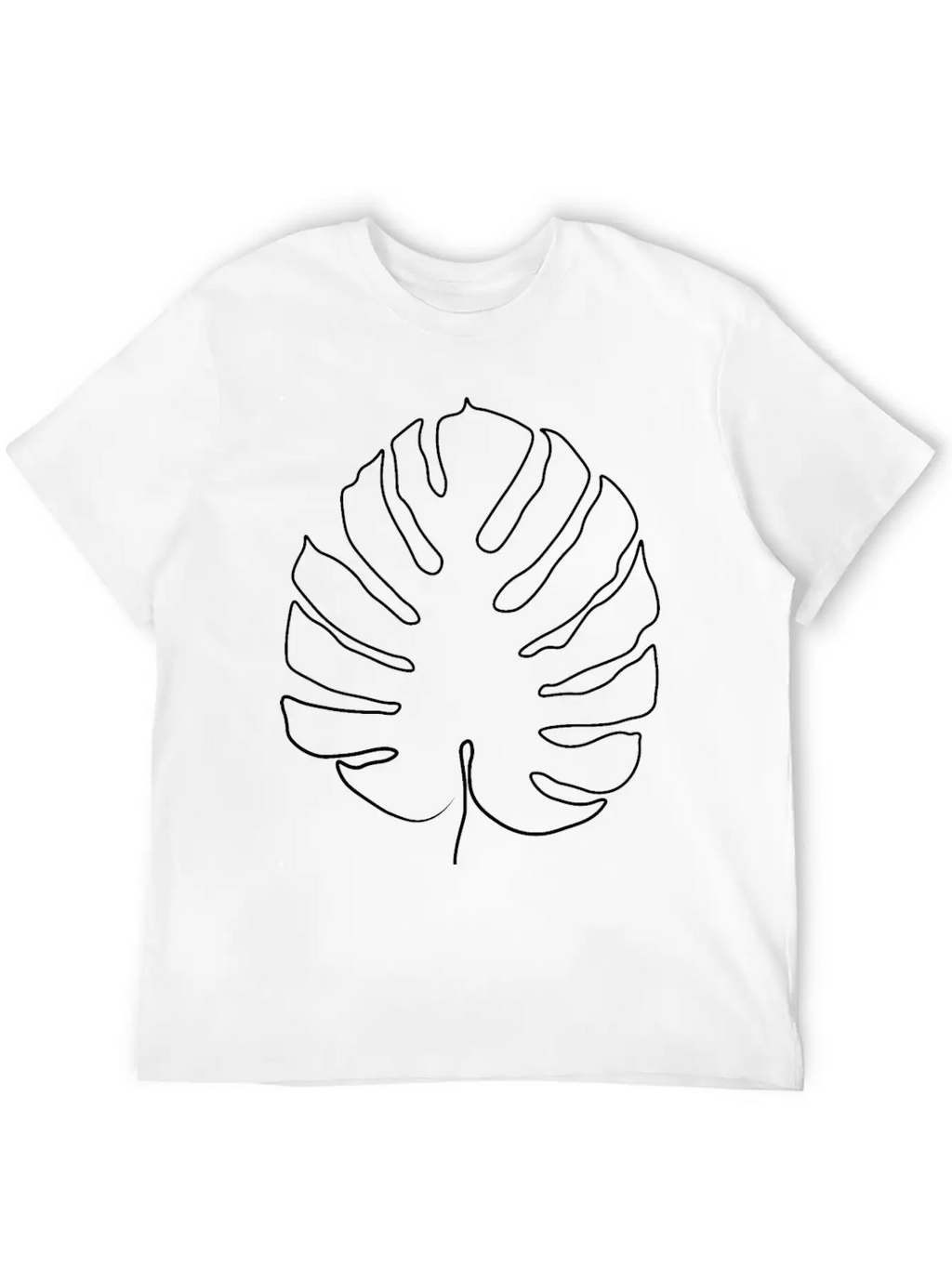 Monstera Leaf Line Art Classic Cotton Tee – Unisex Comfort For Any Season