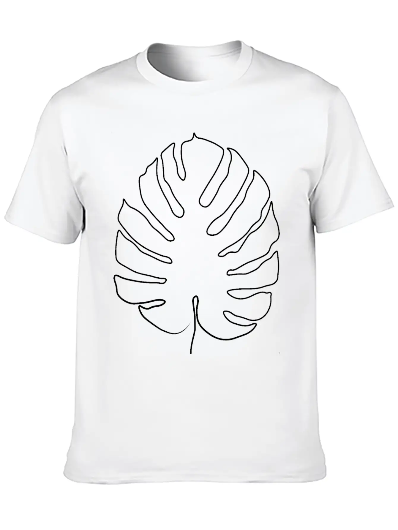 Monstera Leaf Line Art Classic Cotton Tee – Unisex Comfort For Any Season
