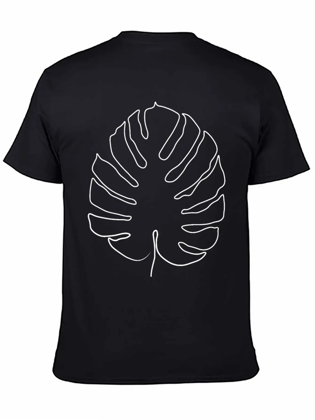 Monstera Leaf Line Art Classic Cotton Tee – Unisex Comfort For Any Season