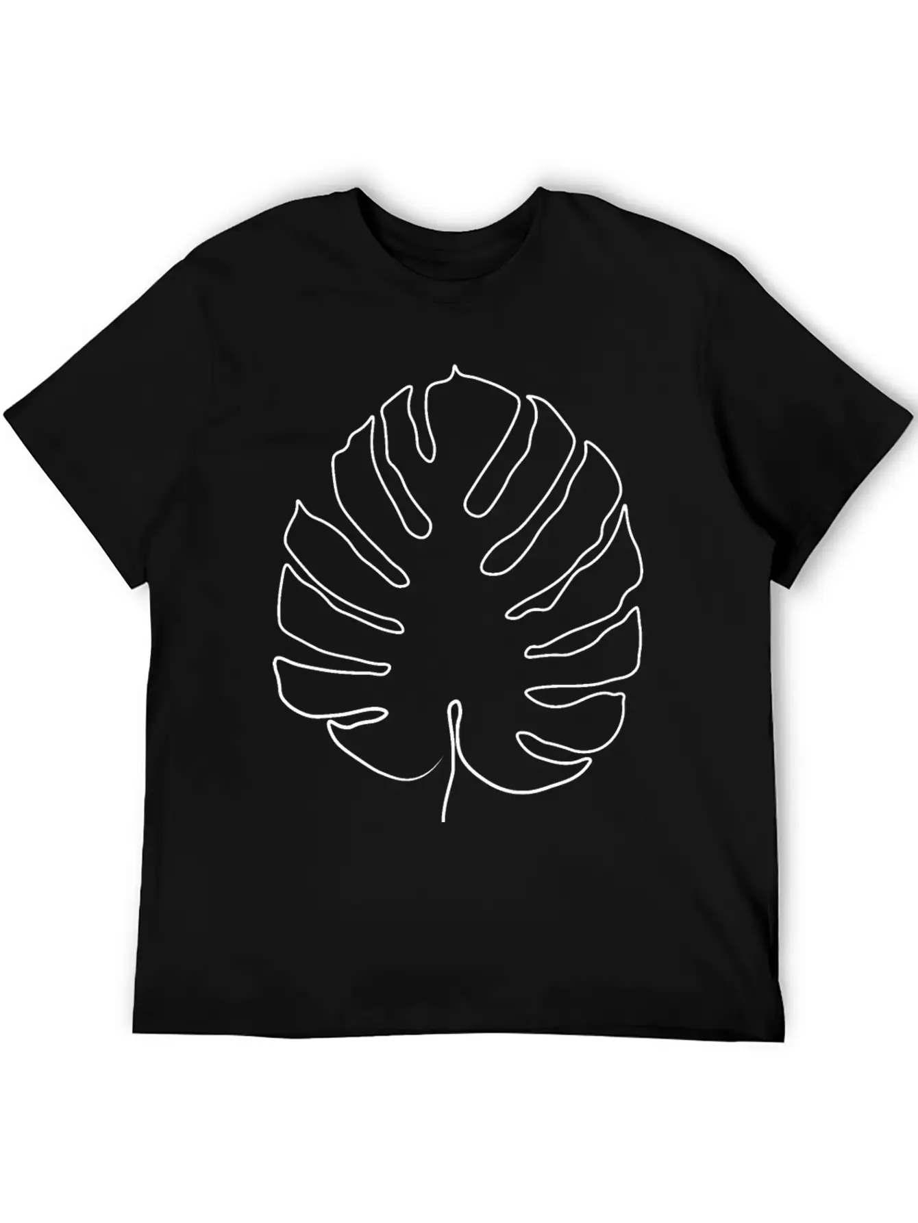 Monstera Leaf Line Art Classic Cotton Tee – Unisex Comfort For Any Season