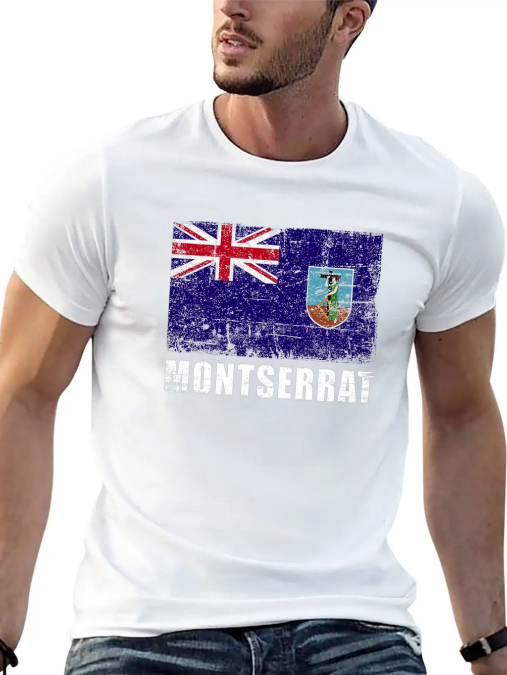 Montserrat Flag Grunge Country Flag Montserrat Breathable Graphic T-Shirt – Perfect For Casual Days