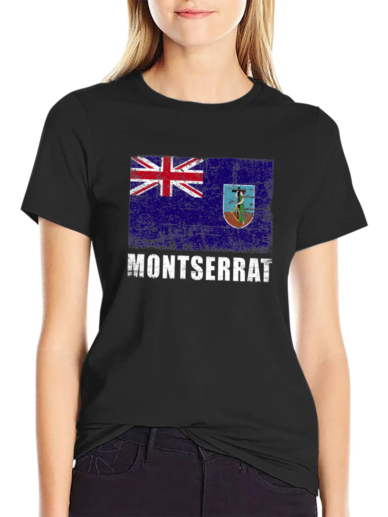 Montserrat Flag Grunge Country Flag Montserrat Breathable Graphic T-Shirt – Perfect For Casual Days