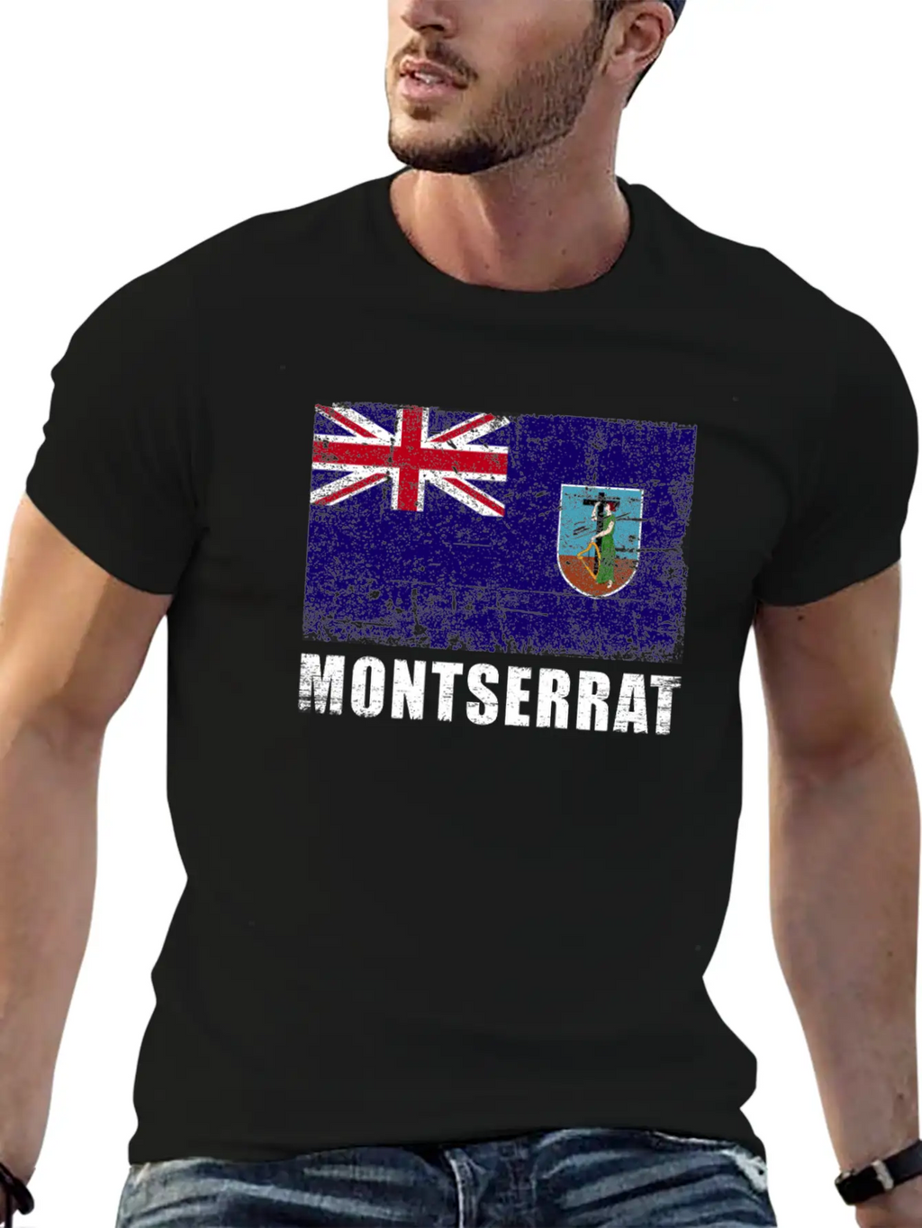 Montserrat Flag Grunge Country Flag Montserrat Breathable Graphic T-Shirt – Perfect For Casual Days