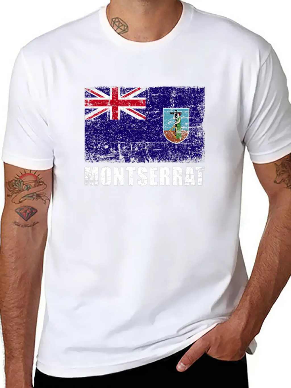 Montserrat Flag Grunge Country Flag Montserrat Breathable Graphic T-Shirt – Perfect For Casual Days