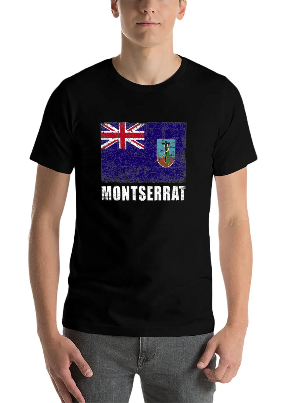 Montserrat Flag Grunge Country Flag Montserrat Breathable Graphic T-Shirt – Perfect For Casual Days