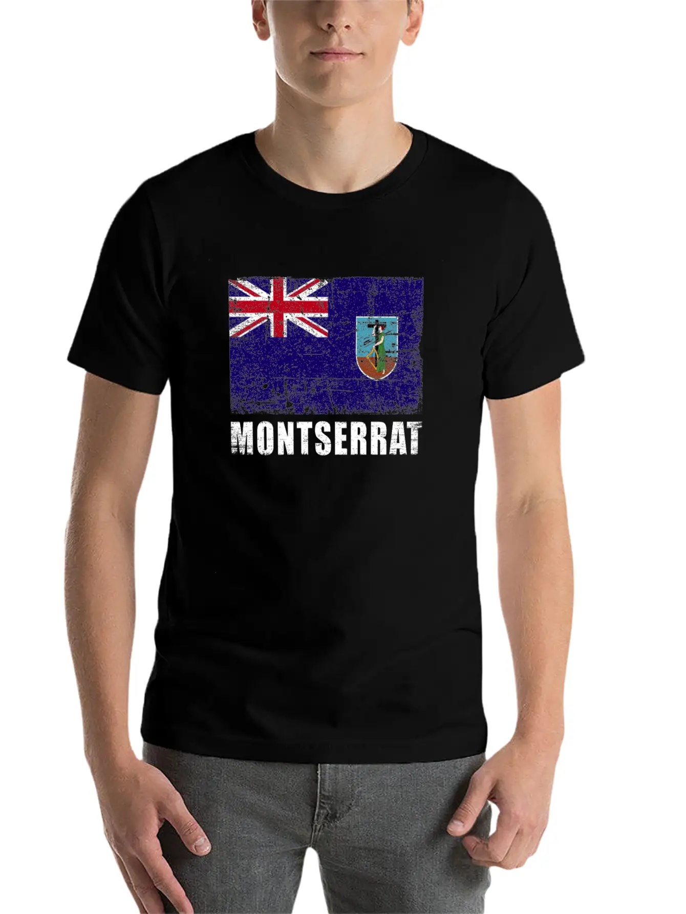 Montserrat Flag Grunge Country Flag Montserrat Breathable Graphic T-Shirt – Perfect For Casual Days