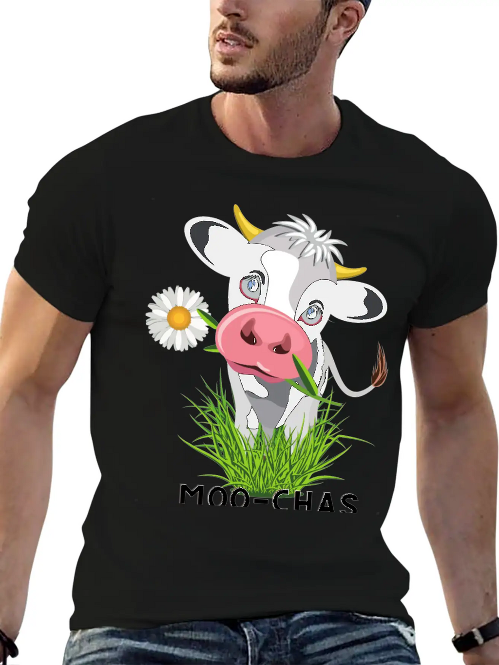 Moo Chas Grass Ias ( Muchas Gracias) Breathable Graphic T-Shirt – Perfect For Casual Days