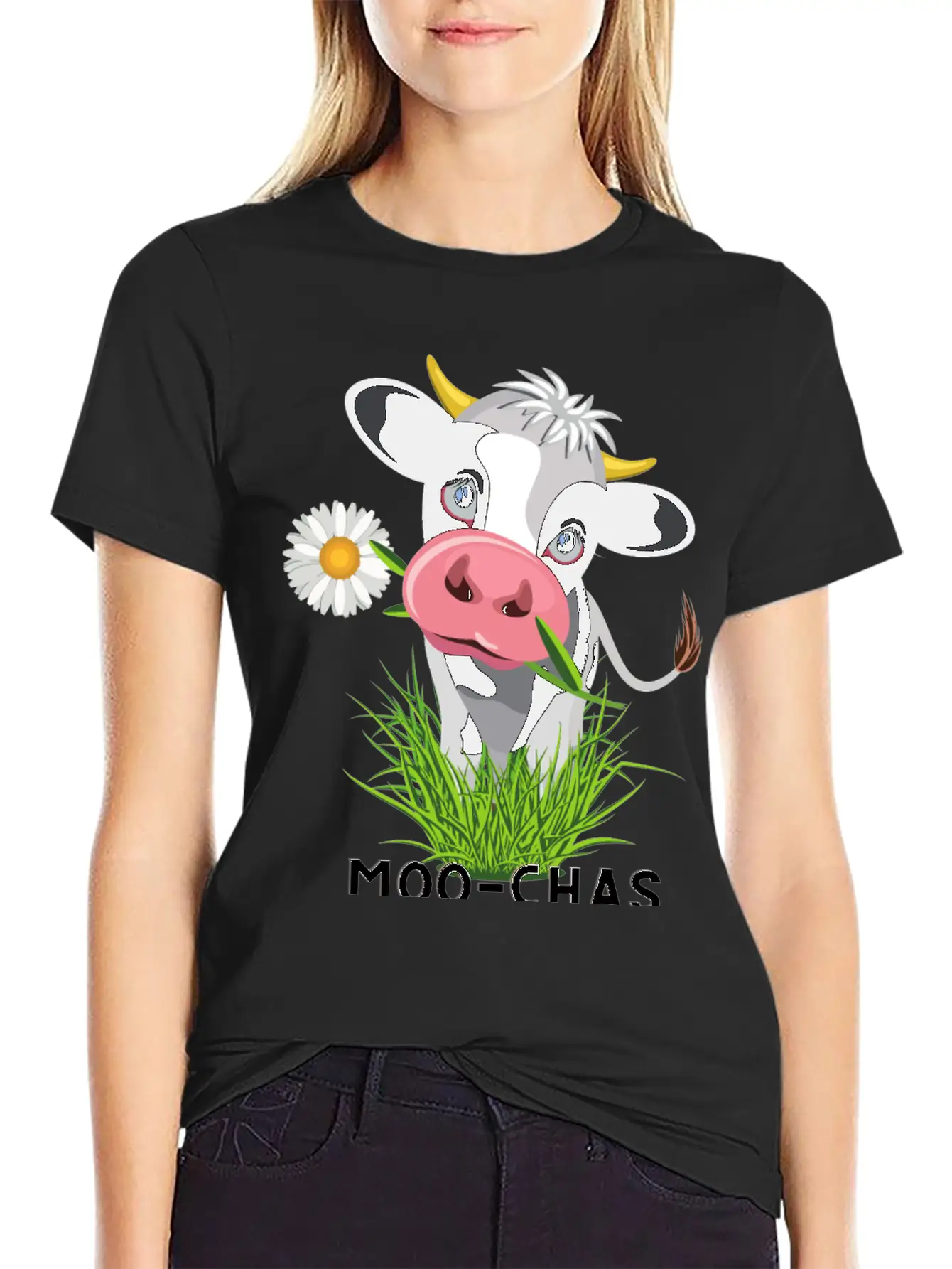 Moo Chas Grass Ias ( Muchas Gracias) Breathable Graphic T-Shirt – Perfect For Casual Days