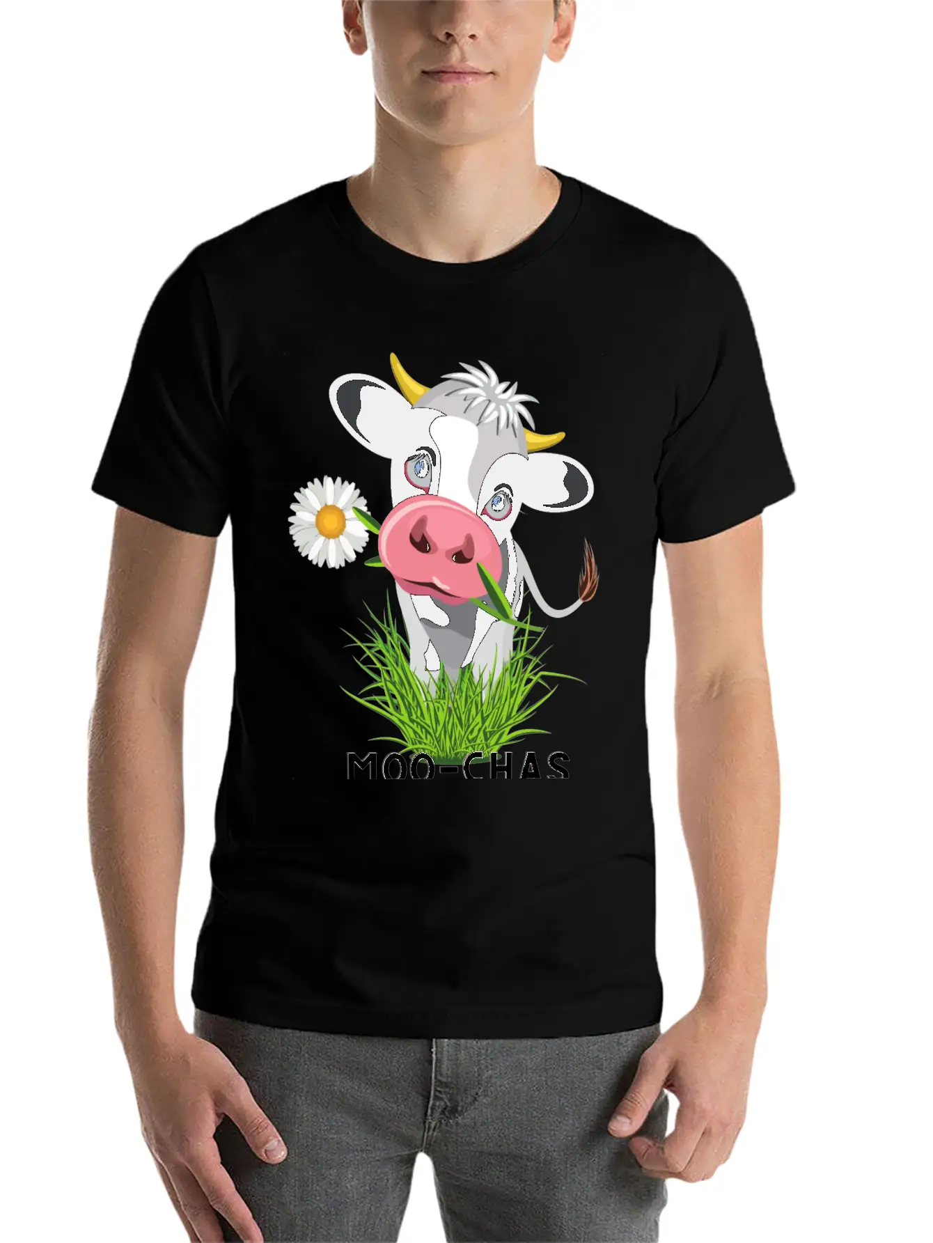 Moo Chas Grass Ias ( Muchas Gracias) Breathable Graphic T-Shirt – Perfect For Casual Days