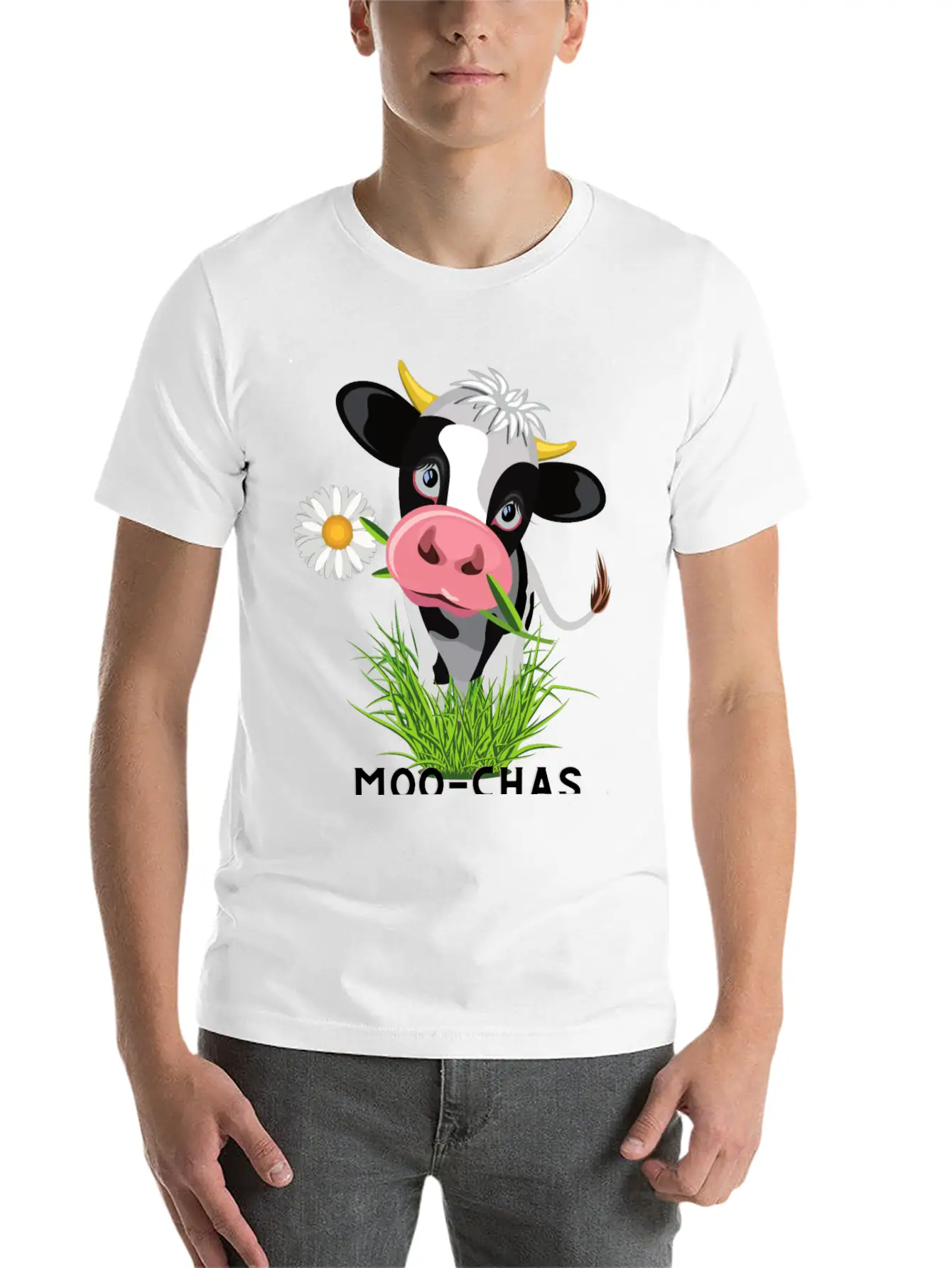 Moo Chas Grass Ias ( Muchas Gracias) Breathable Graphic T-Shirt – Perfect For Casual Days