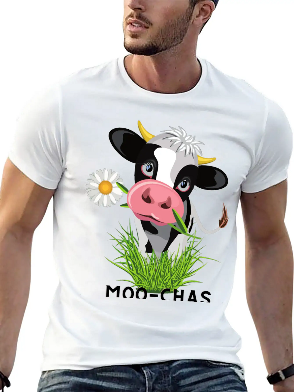 Moo Chas Grass Ias ( Muchas Gracias) Breathable Graphic T-Shirt – Perfect For Casual Days