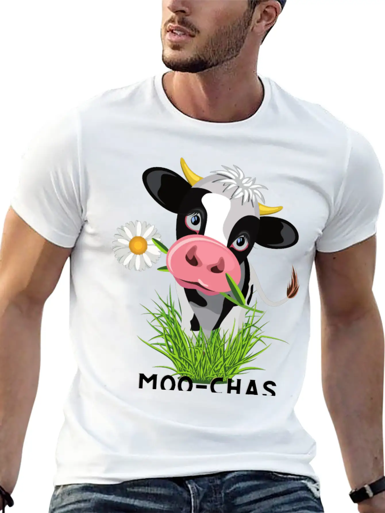 Moo Chas Grass Ias ( Muchas Gracias) Breathable Graphic T-Shirt – Perfect For Casual Days