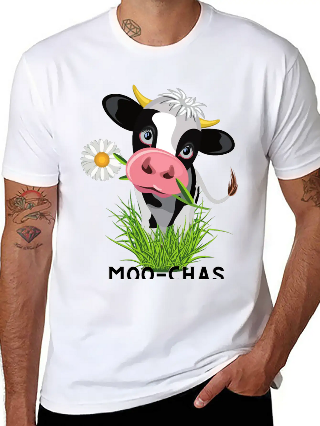 Moo Chas Grass Ias ( Muchas Gracias) Breathable Graphic T-Shirt – Perfect For Casual Days