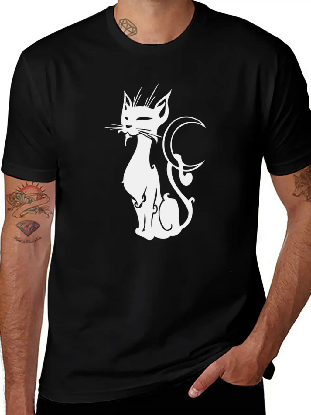 MOON CAT Basic Graphic T-Shirt – Daily Comfort In Soft Cotton