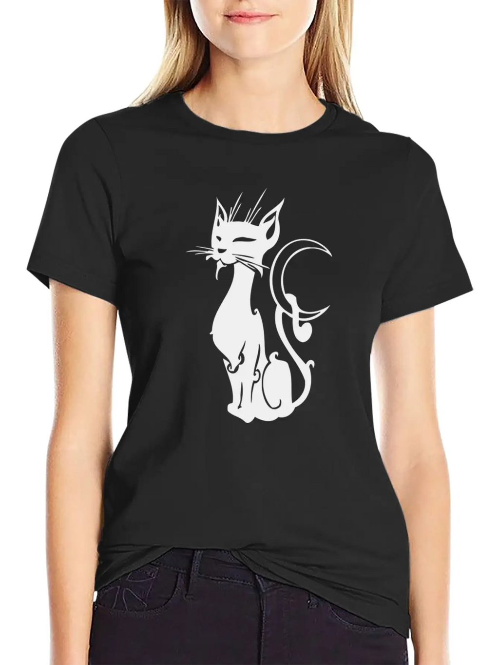 MOON CAT Basic Graphic T-Shirt – Daily Comfort In Soft Cotton