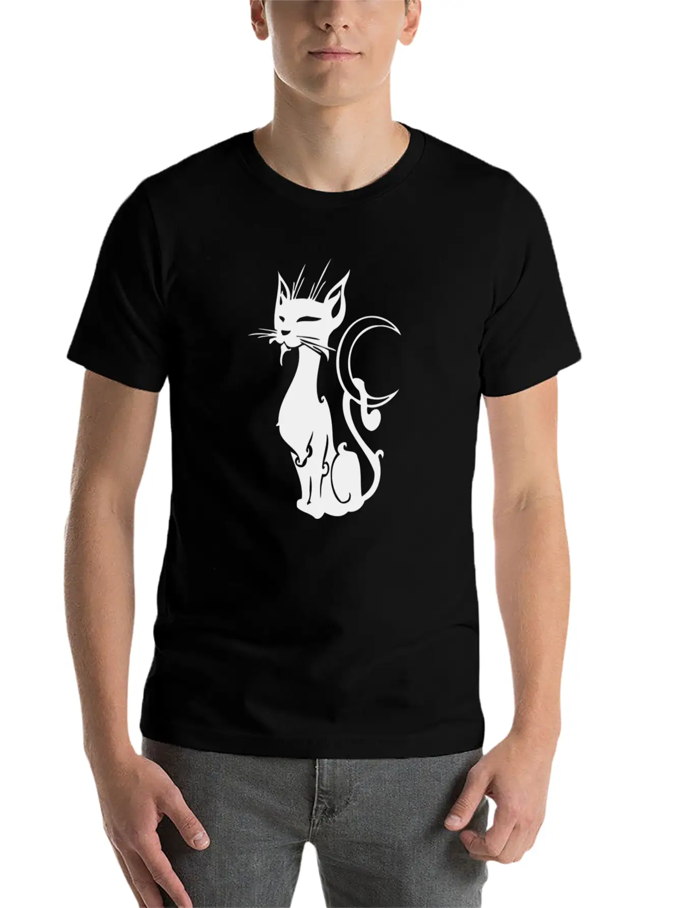 MOON CAT Basic Graphic T-Shirt – Daily Comfort In Soft Cotton