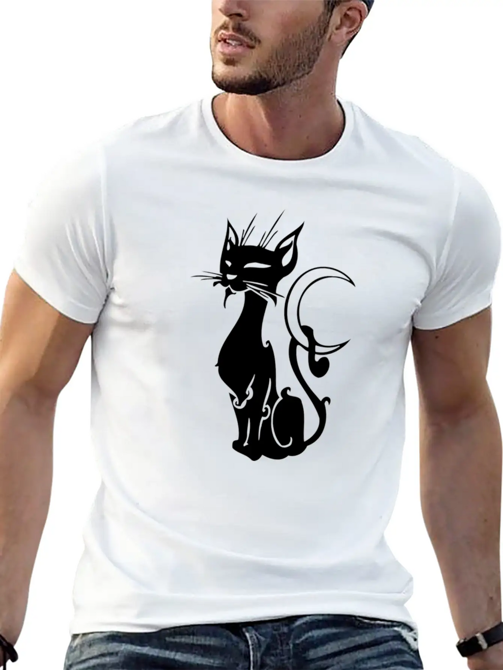 MOON CAT Basic Graphic T-Shirt – Daily Comfort In Soft Cotton
