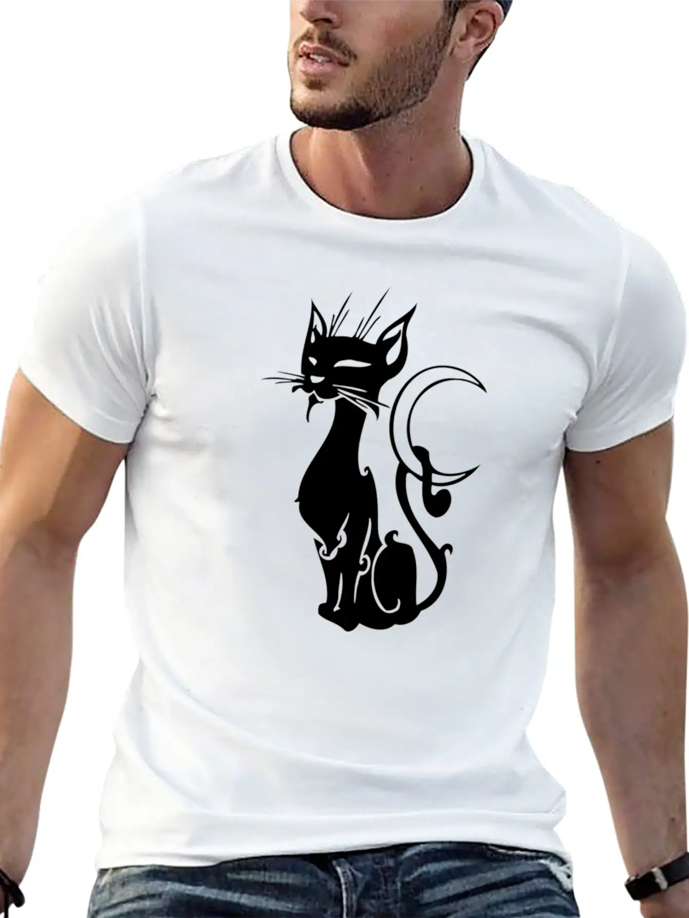 MOON CAT Basic Graphic T-Shirt – Daily Comfort In Soft Cotton