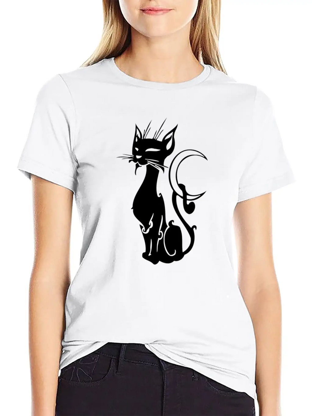 MOON CAT Basic Graphic T-Shirt – Daily Comfort In Soft Cotton
