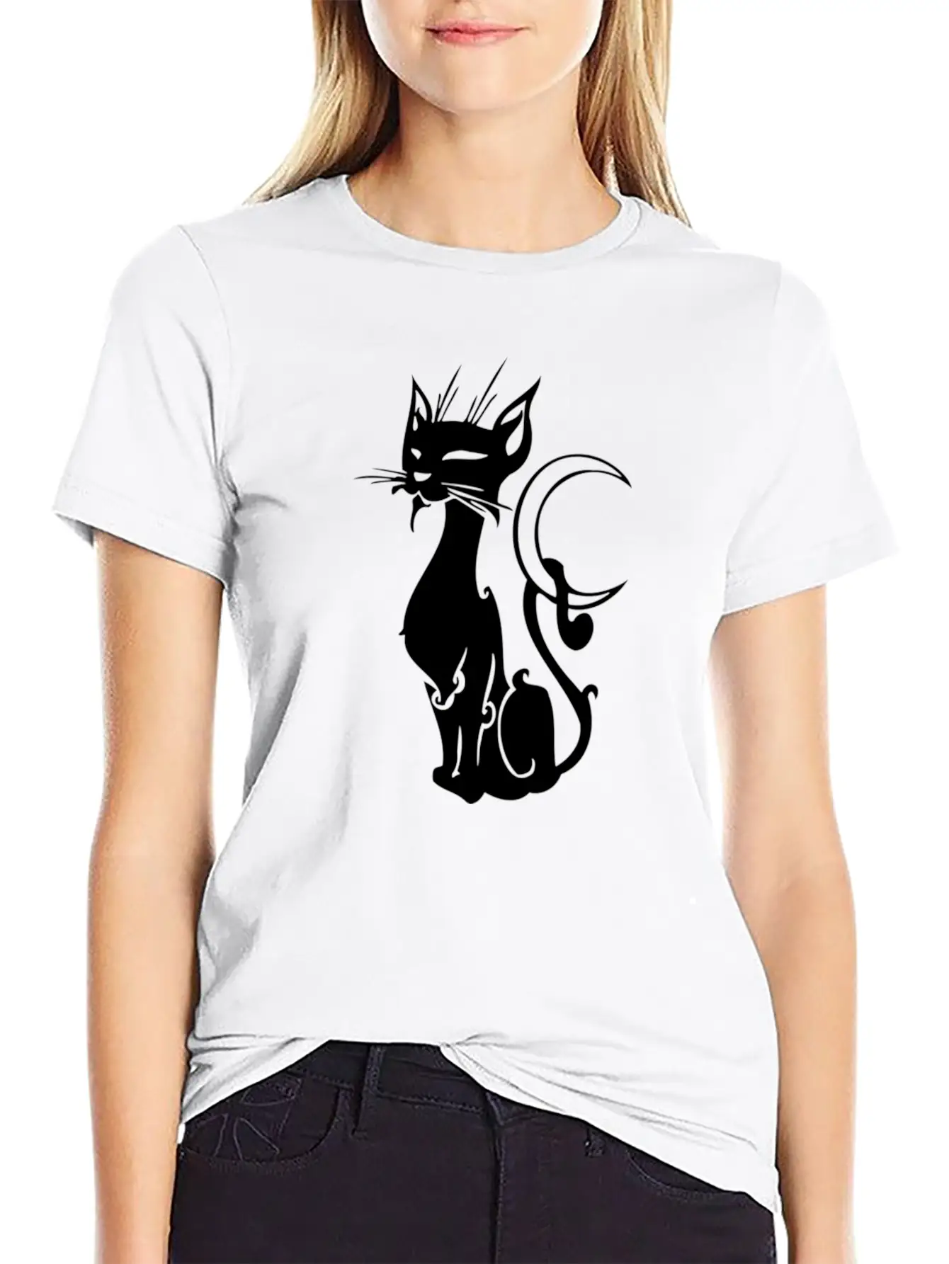 MOON CAT Basic Graphic T-Shirt – Daily Comfort In Soft Cotton