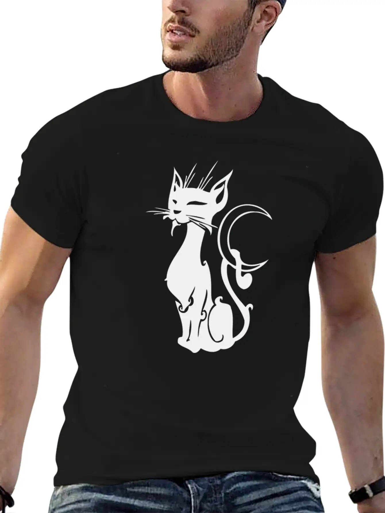 MOON CAT Basic Graphic T-Shirt – Daily Comfort In Soft Cotton