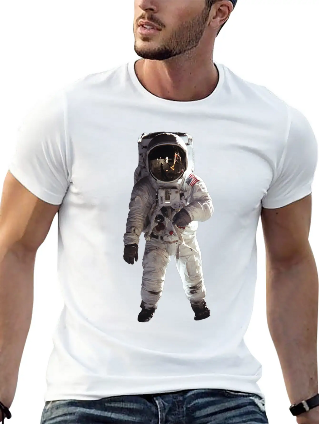 Moon Landing USA Space Astronaut Stylish Everyday T-Shirt – Unisex Basic Cotton Tee