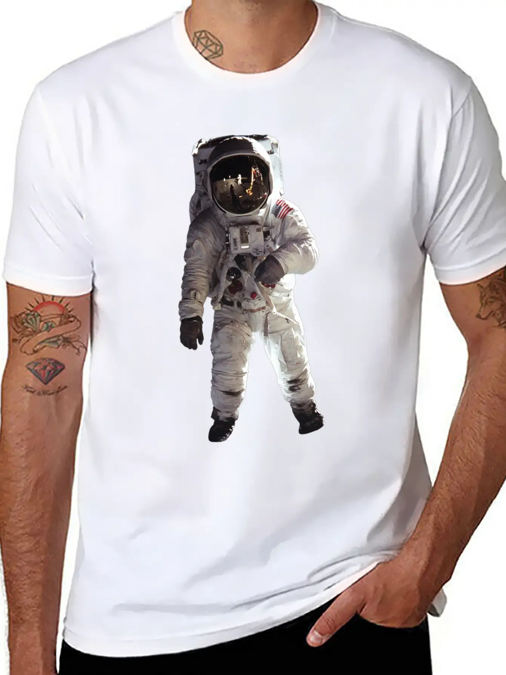Moon Landing USA Space Astronaut Stylish Everyday T-Shirt – Unisex Basic Cotton Tee