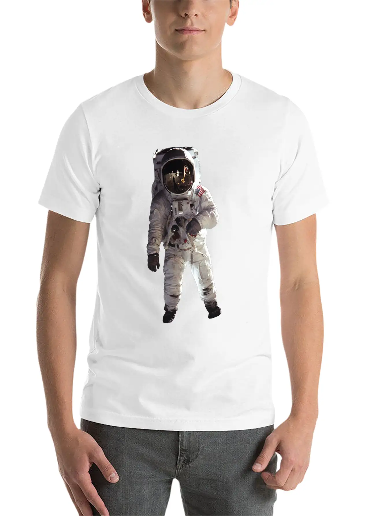 Moon Landing USA Space Astronaut Stylish Everyday T-Shirt – Unisex Basic Cotton Tee
