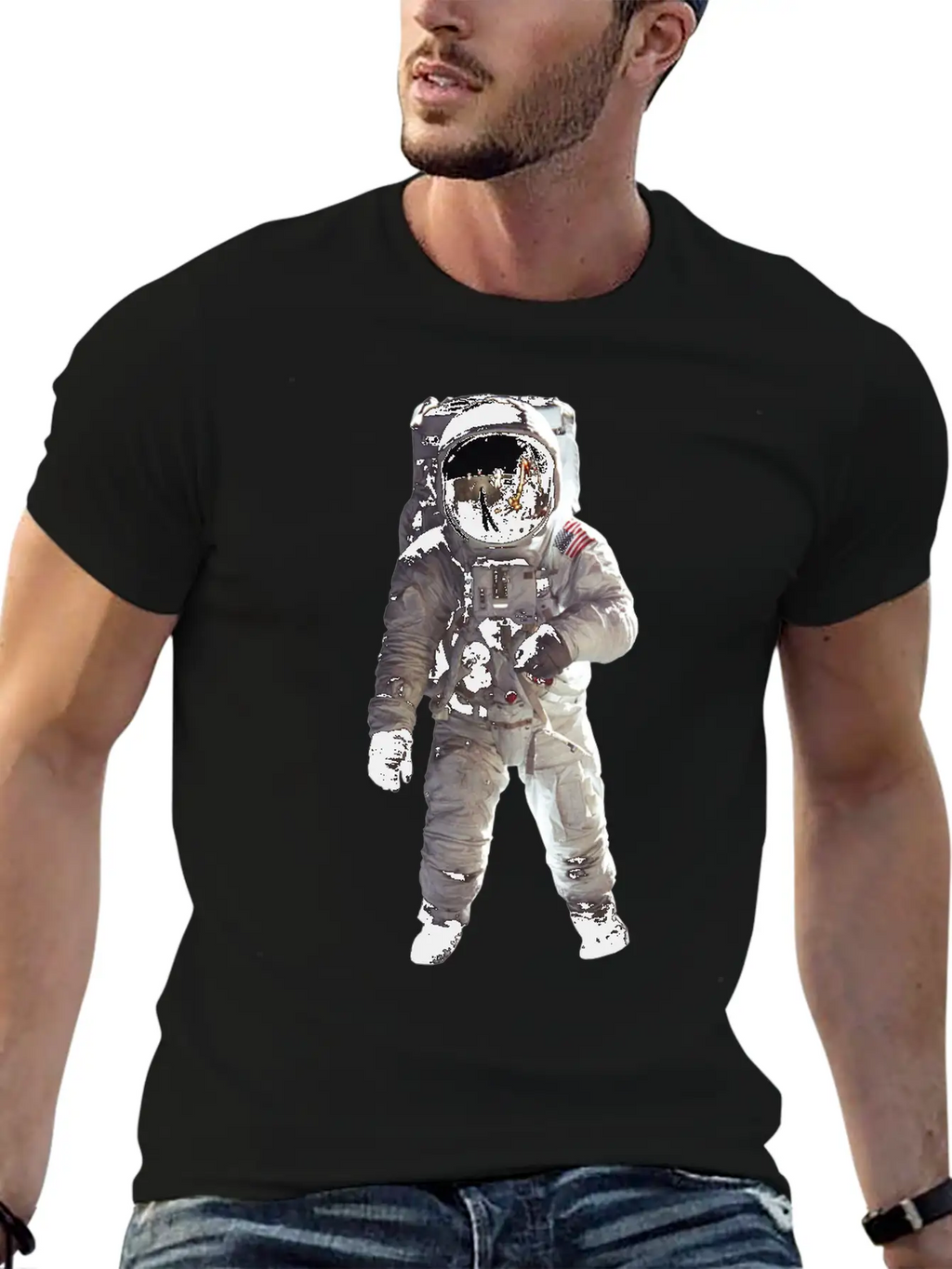 Moon Landing USA Space Astronaut Stylish Everyday T-Shirt – Unisex Basic Cotton Tee