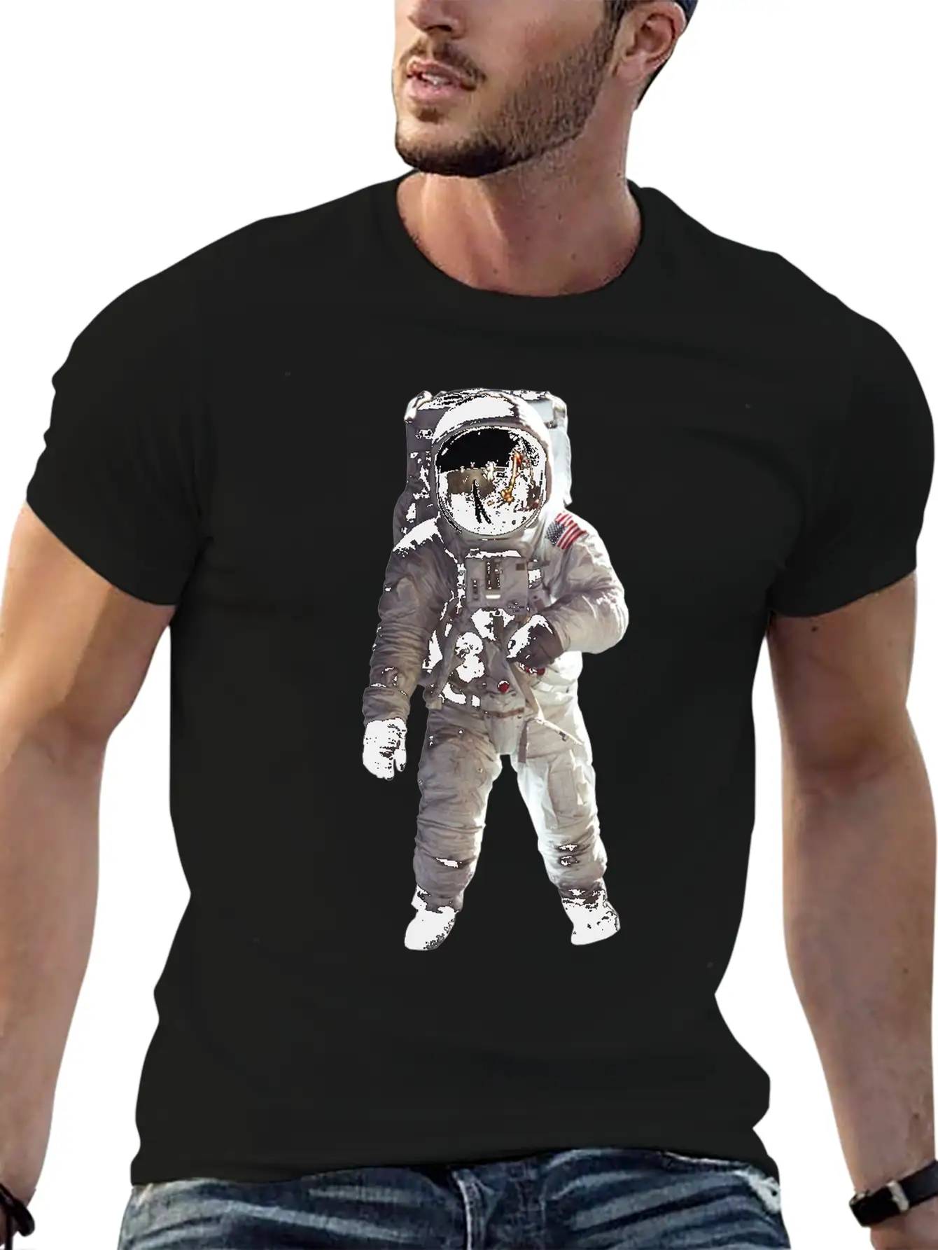 Moon Landing USA Space Astronaut Stylish Everyday T-Shirt – Unisex Basic Cotton Tee
