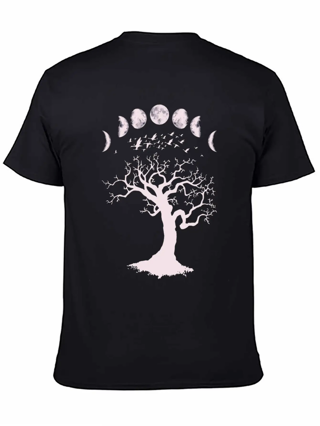 Moon Phases Gothic Tree Birds Breathable Graphic T-Shirt – Perfect For Casual Days