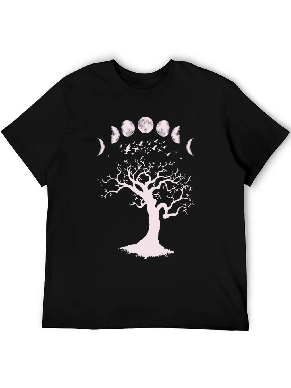 Moon Phases Gothic Tree Birds Breathable Graphic T-Shirt – Perfect For Casual Days