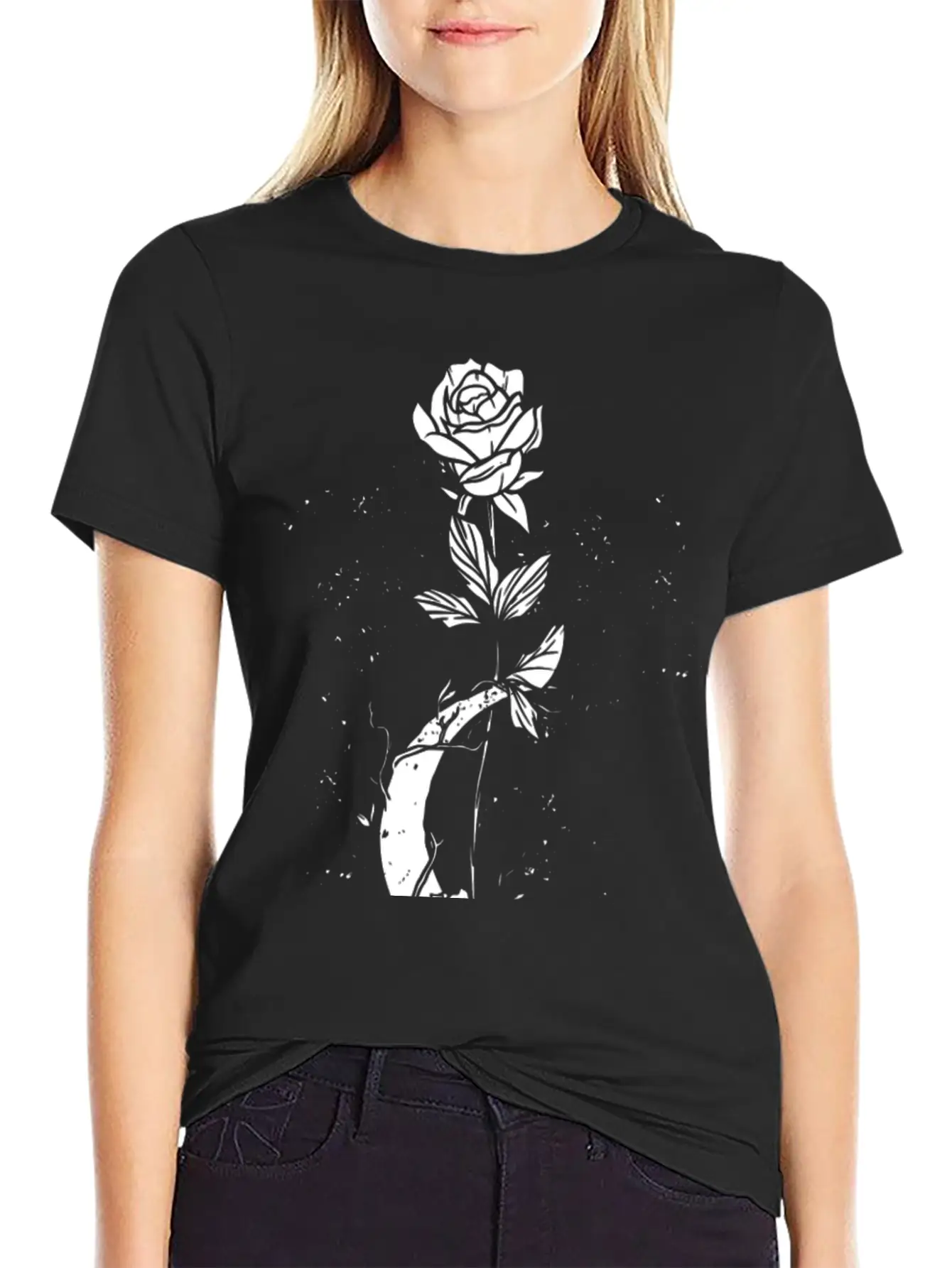 Moon Rose Vintage Occult Witchcraft The Gothic Breathable Graphic T-Shirt – Perfect For Casual Days