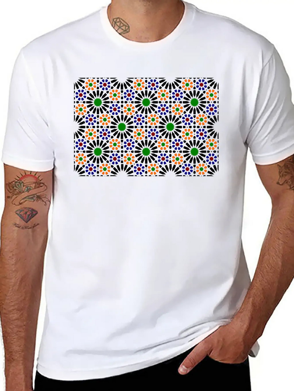 Moorish Mosaic (dark) Essential Cotton Tee For Daily Outfits – Unisex Style