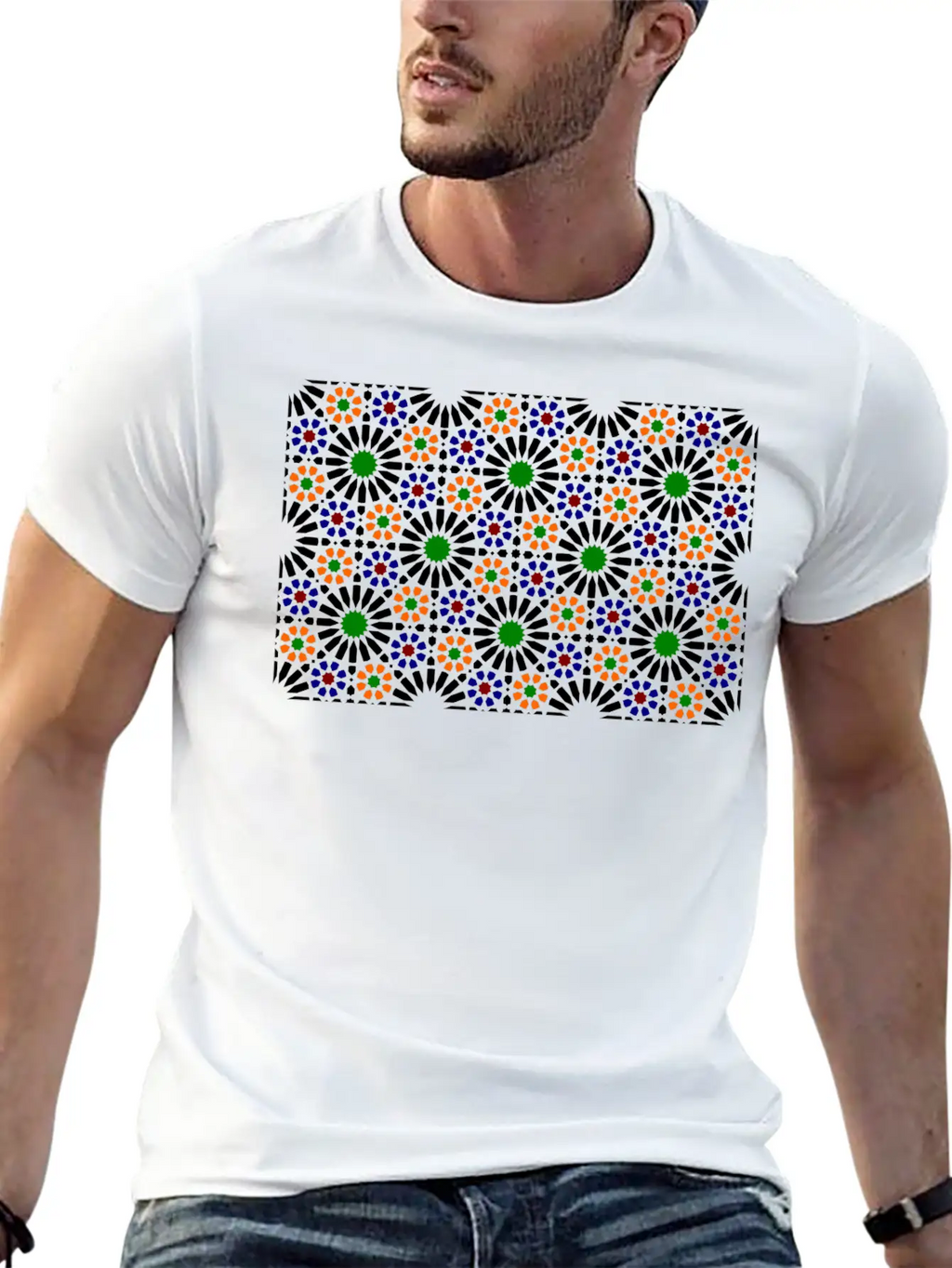 Moorish Mosaic (dark) Essential Cotton Tee For Daily Outfits – Unisex Style