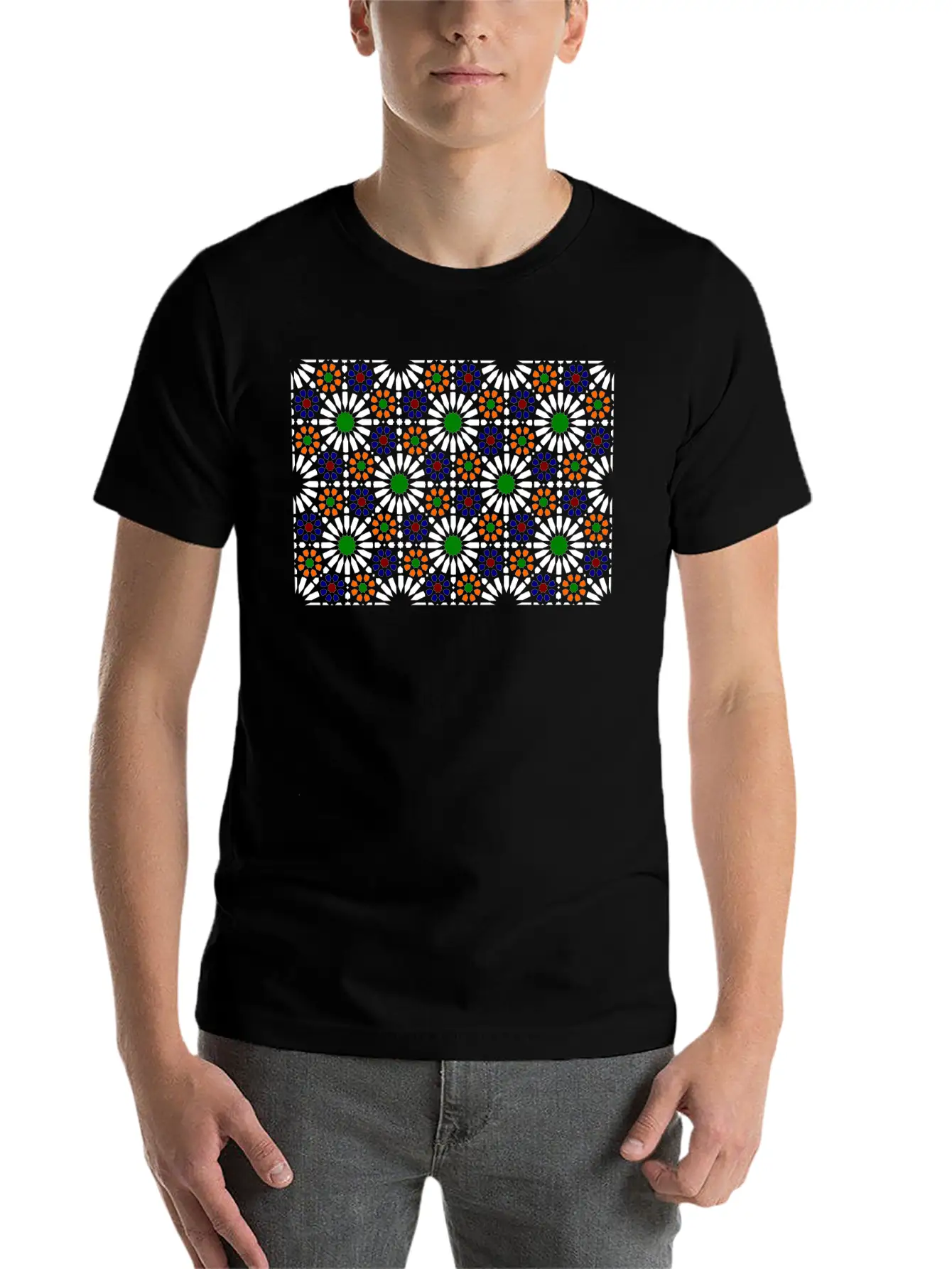 Moorish Mosaic (dark) Essential Cotton Tee For Daily Outfits – Unisex Style