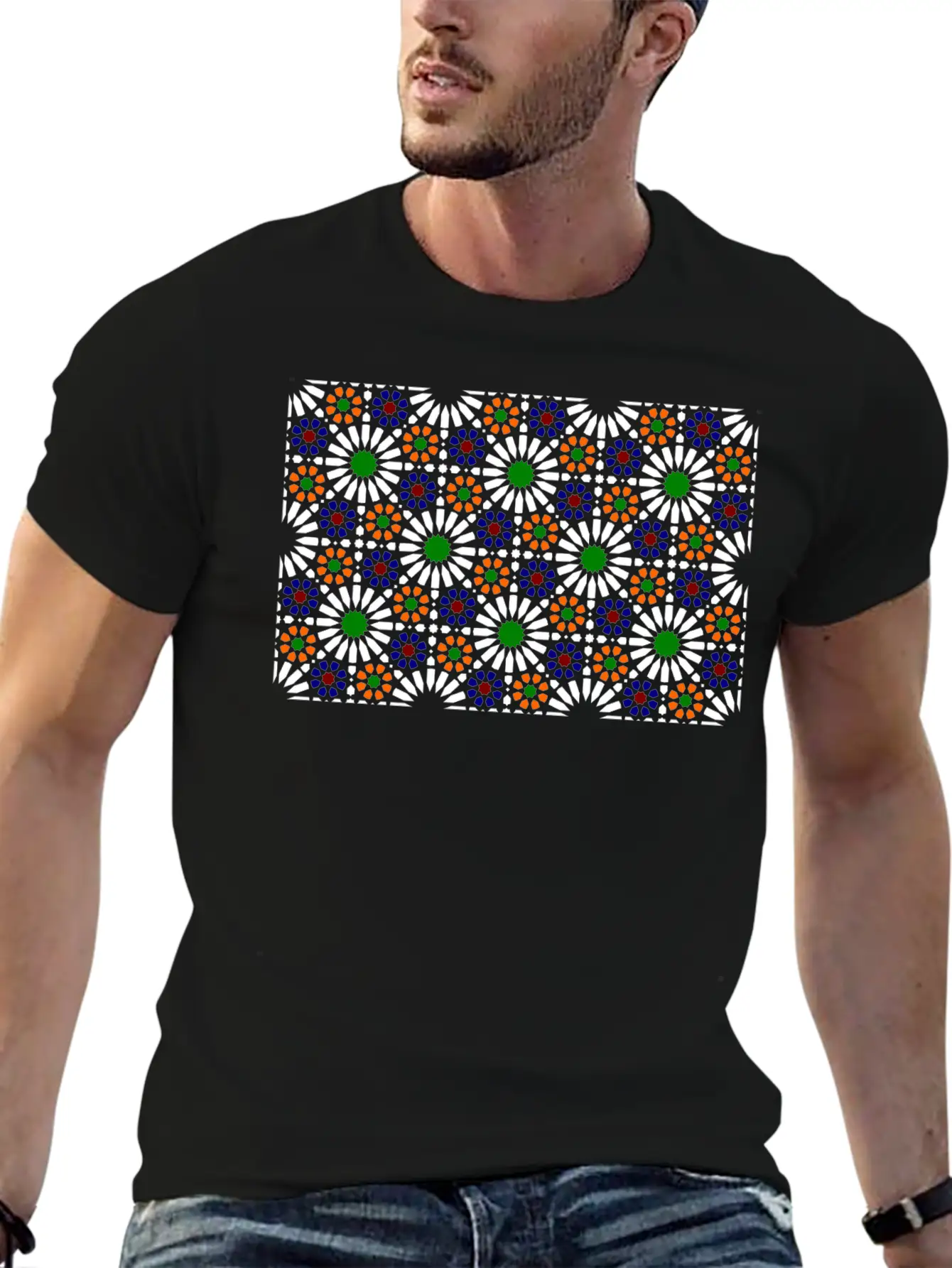 Moorish Mosaic (dark) Essential Cotton Tee For Daily Outfits – Unisex Style