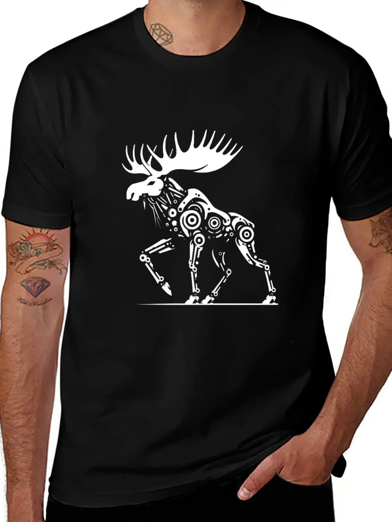 Moose Robotics Mech Sci-Fi Cyberpunk Steampunk Breathable Soft Cotton T-Shirt – Timeless Casual Look