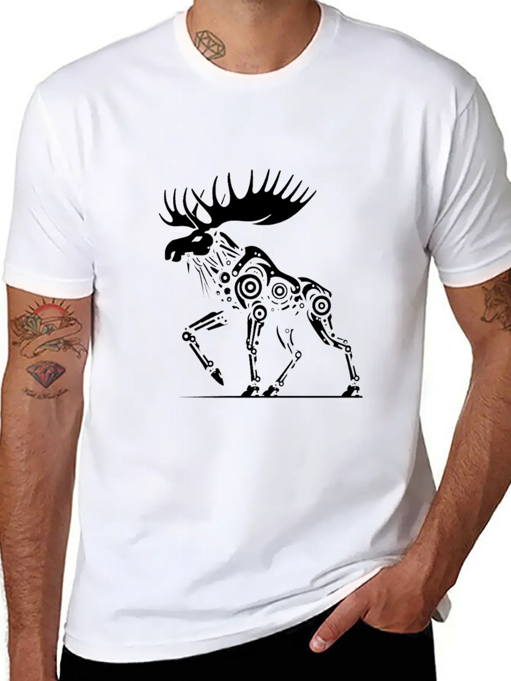 Moose Robotics Mech Sci-Fi Cyberpunk Steampunk Breathable Soft Cotton T-Shirt – Timeless Casual Look