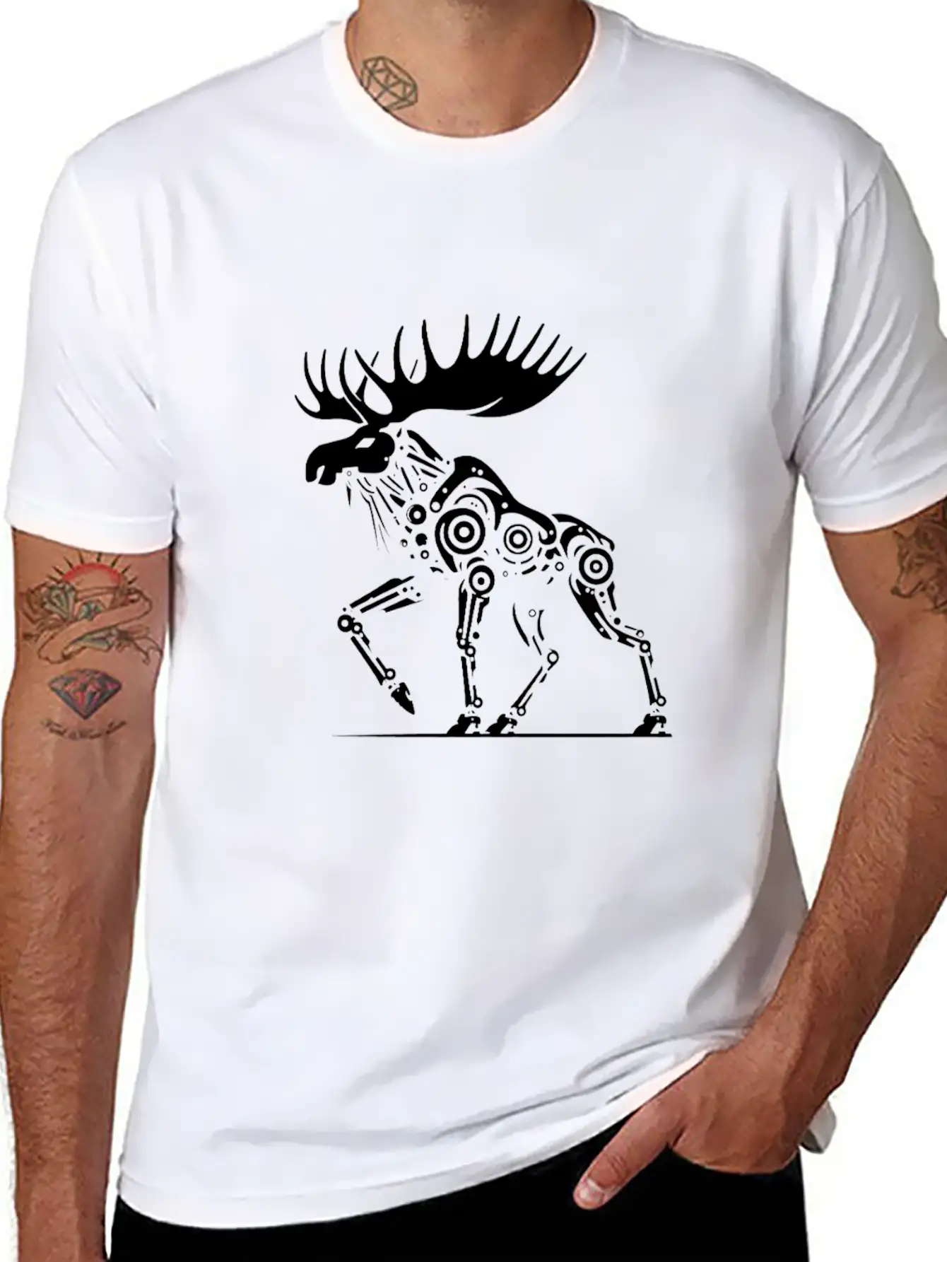 Moose Robotics Mech Sci-Fi Cyberpunk Steampunk Breathable Soft Cotton T-Shirt – Timeless Casual Look