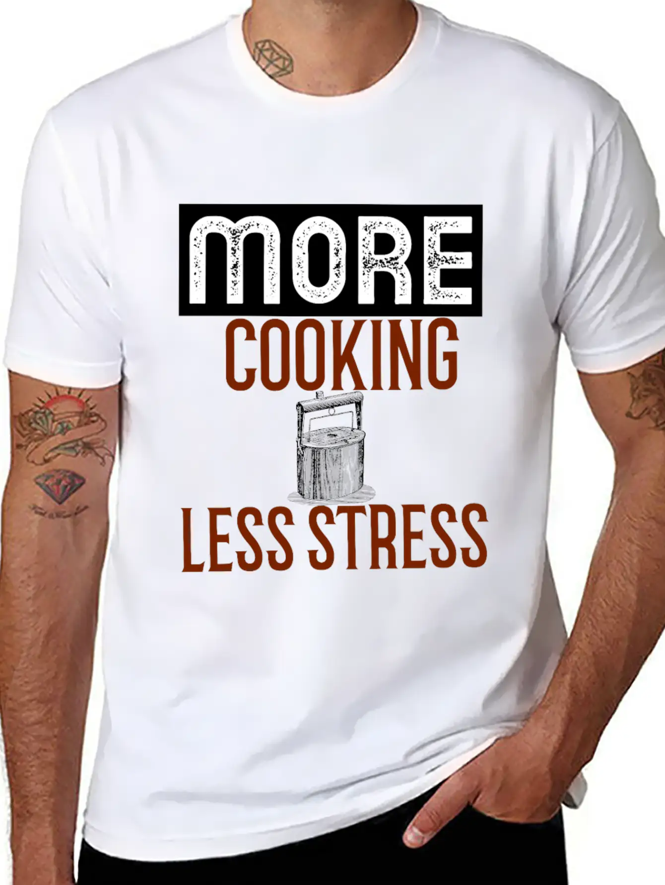 More Cooking Pan Less Stress Essential Cotton Tee For Daily Outfits – Unisex Style