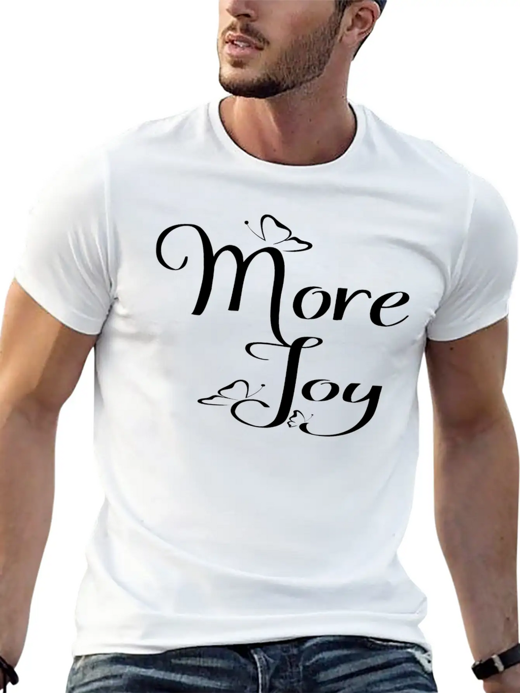 More Joy - Typography Joy Text Modern Fit Casual T-Shirt – Clean And Versatile Design
