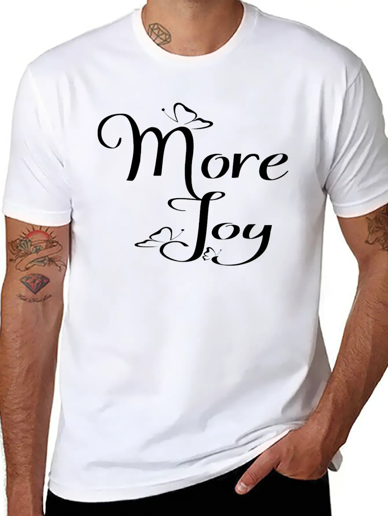 More Joy - Typography Joy Text Modern Fit Casual T-Shirt – Clean And Versatile Design