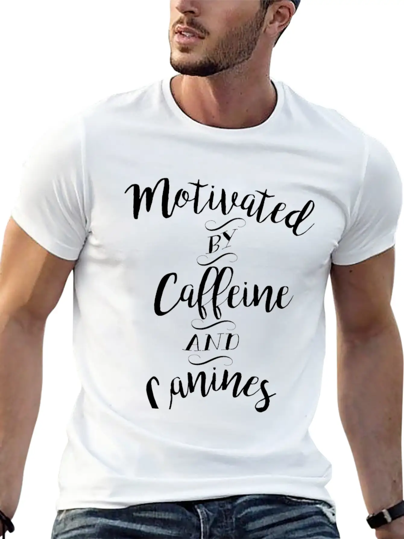 Motivated By Caffeine And Canines - Coffee And Dog Basic Graphic T-Shirt – Daily Comfort In Soft Cotton
