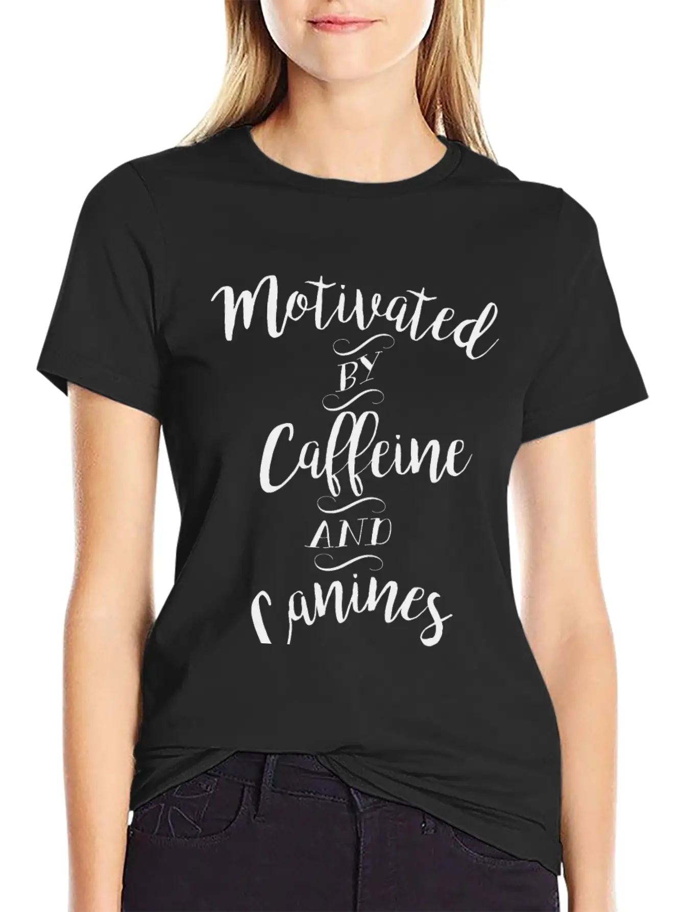 Motivated By Caffeine And Canines - Coffee And Dog Basic Graphic T-Shirt – Daily Comfort In Soft Cotton