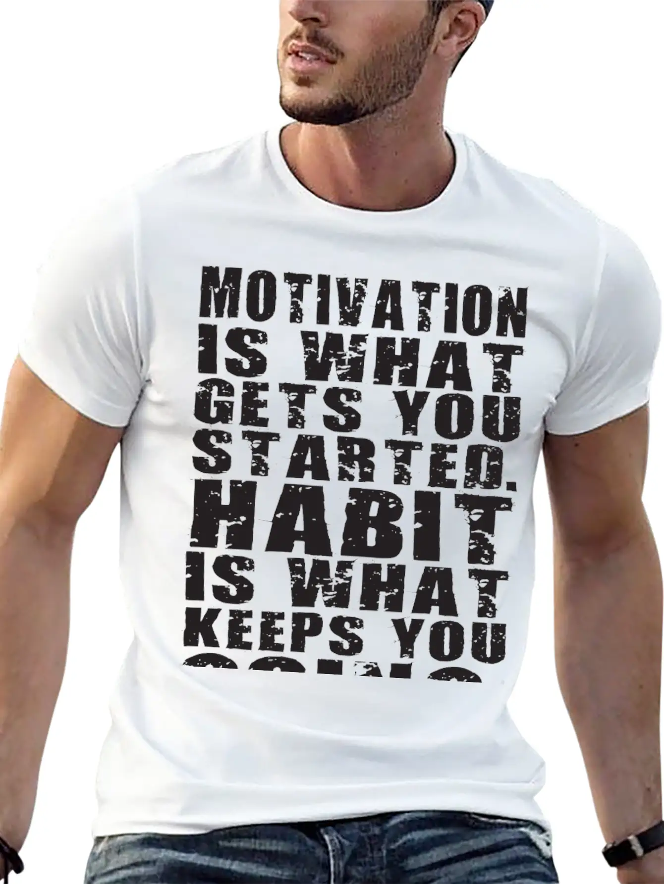 Motivation Vs Habit Basic Graphic T-Shirt – Daily Comfort In Soft Cotton