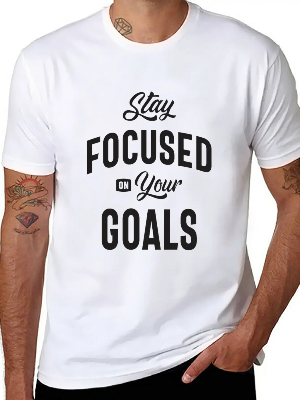 Motivational Quote - Stay Focused On Your Goals Breathable Soft Cotton T-Shirt – Timeless Casual Look