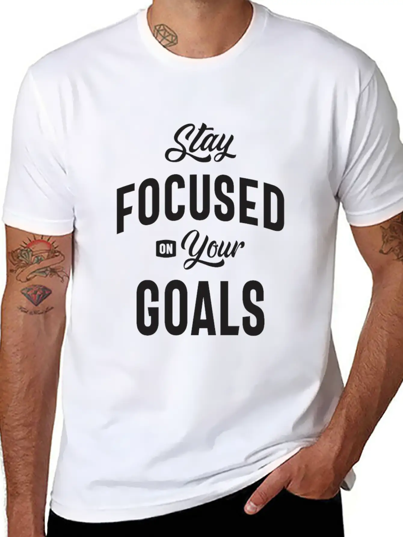 Motivational Quote - Stay Focused On Your Goals Breathable Soft Cotton T-Shirt – Timeless Casual Look