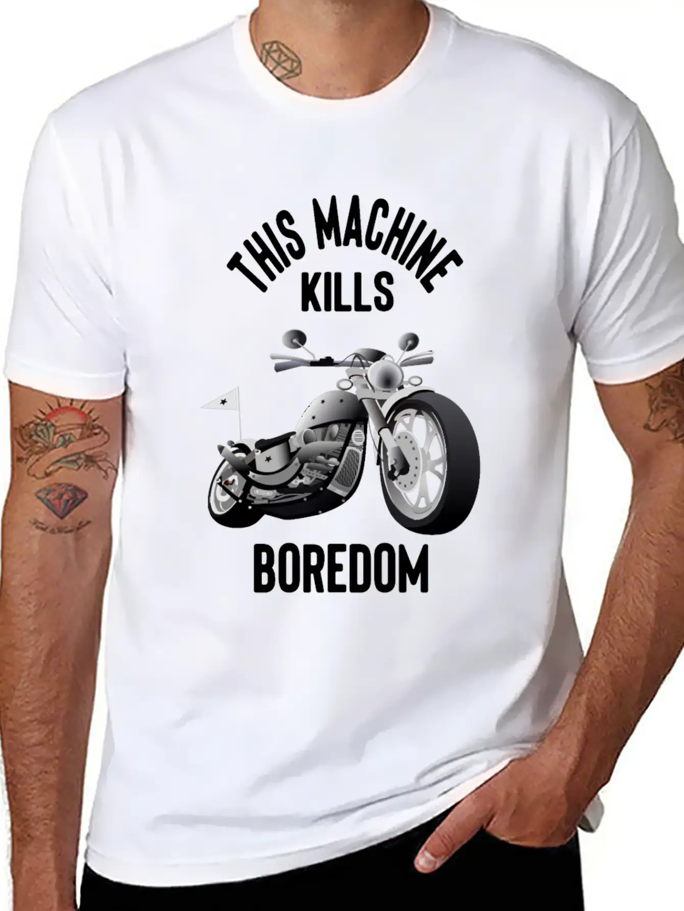 Motorcycle And Motorbike - This Machine Kills Basic Graphic T-Shirt – Daily Comfort In Soft Cotton