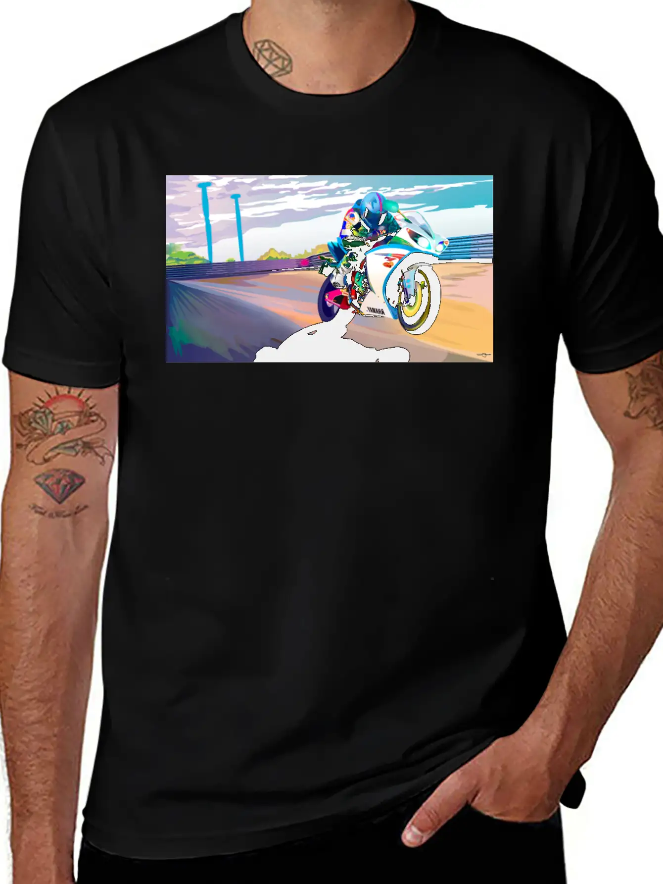 MOTORCYCLE IN MOTION Breathable Soft Cotton T-Shirt – Timeless Casual Look